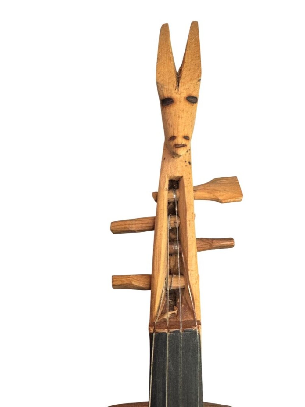 Vintage Hand Carved Wood African String Instrument Wall Art Sculpture 22” - Picture 3 of 9